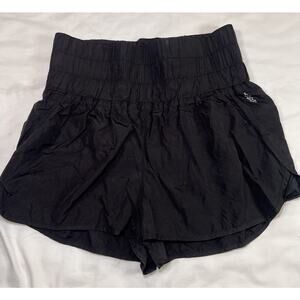 Free People FP Movement The Way Home Shorts Size L Black Nylon High Waist Casual